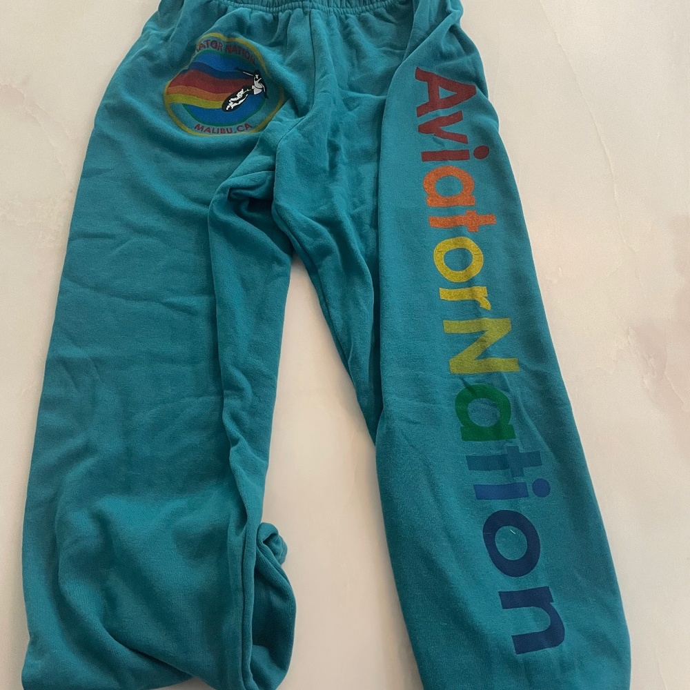 NWT Aviator Nation Sweatpants in Teal